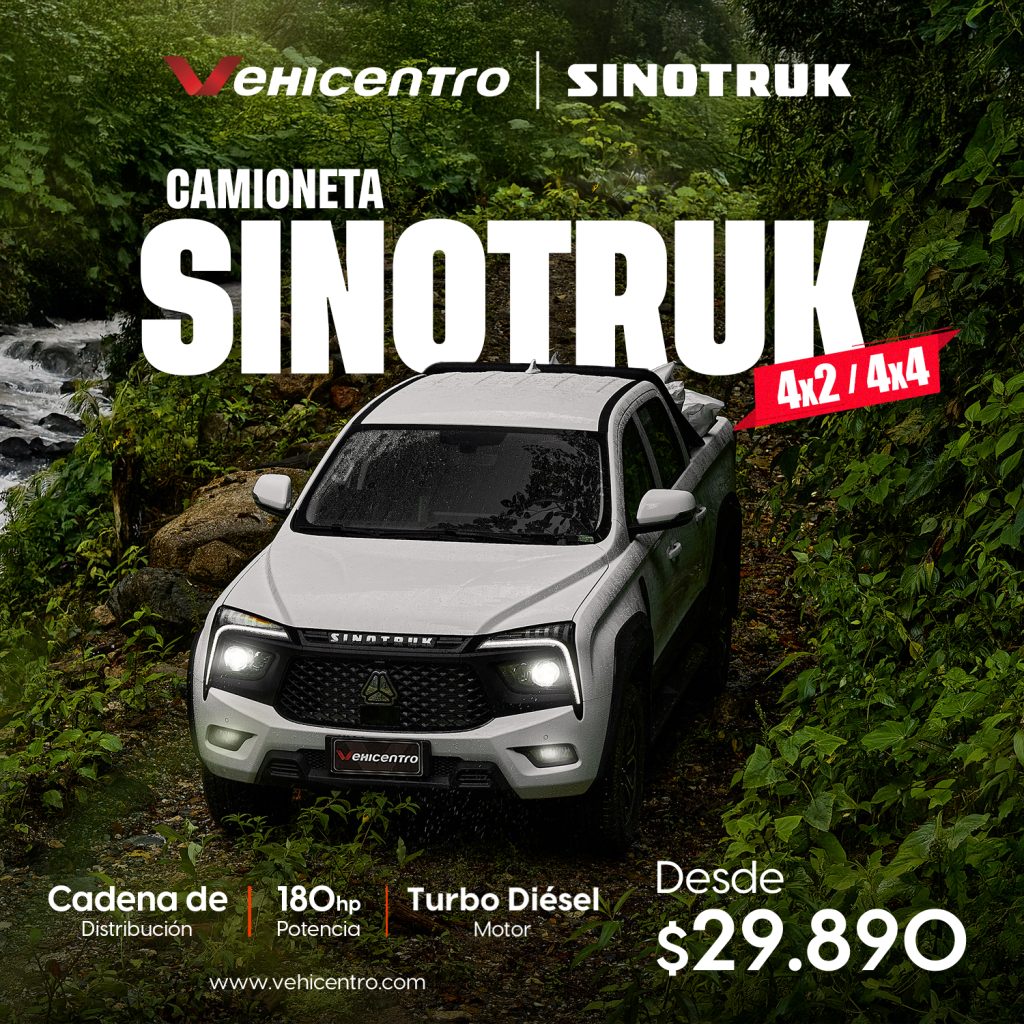 Camioneta Sinotruk, única con mantenimientos y repuestos al costo. Motor turbo diésel, con 180hp y cadena de distribución. Estrénala desde $29.890. ¡La Nueva Era Ha Comenzado!