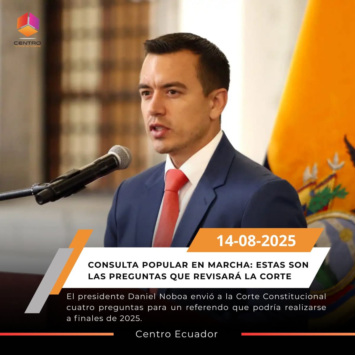 Daniel Noboa presenta cuatro interrogantes clave para el referendo constitucional