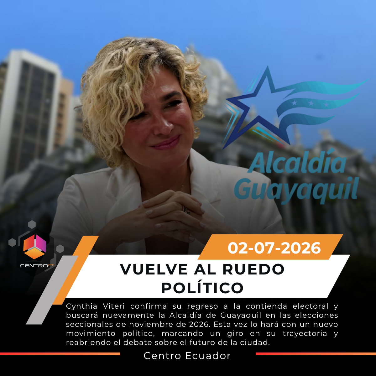 Cynthia Viteri regresa a la política y buscará nuevamente la Alcaldía de Guayaquil en 2026 post thumbnail image