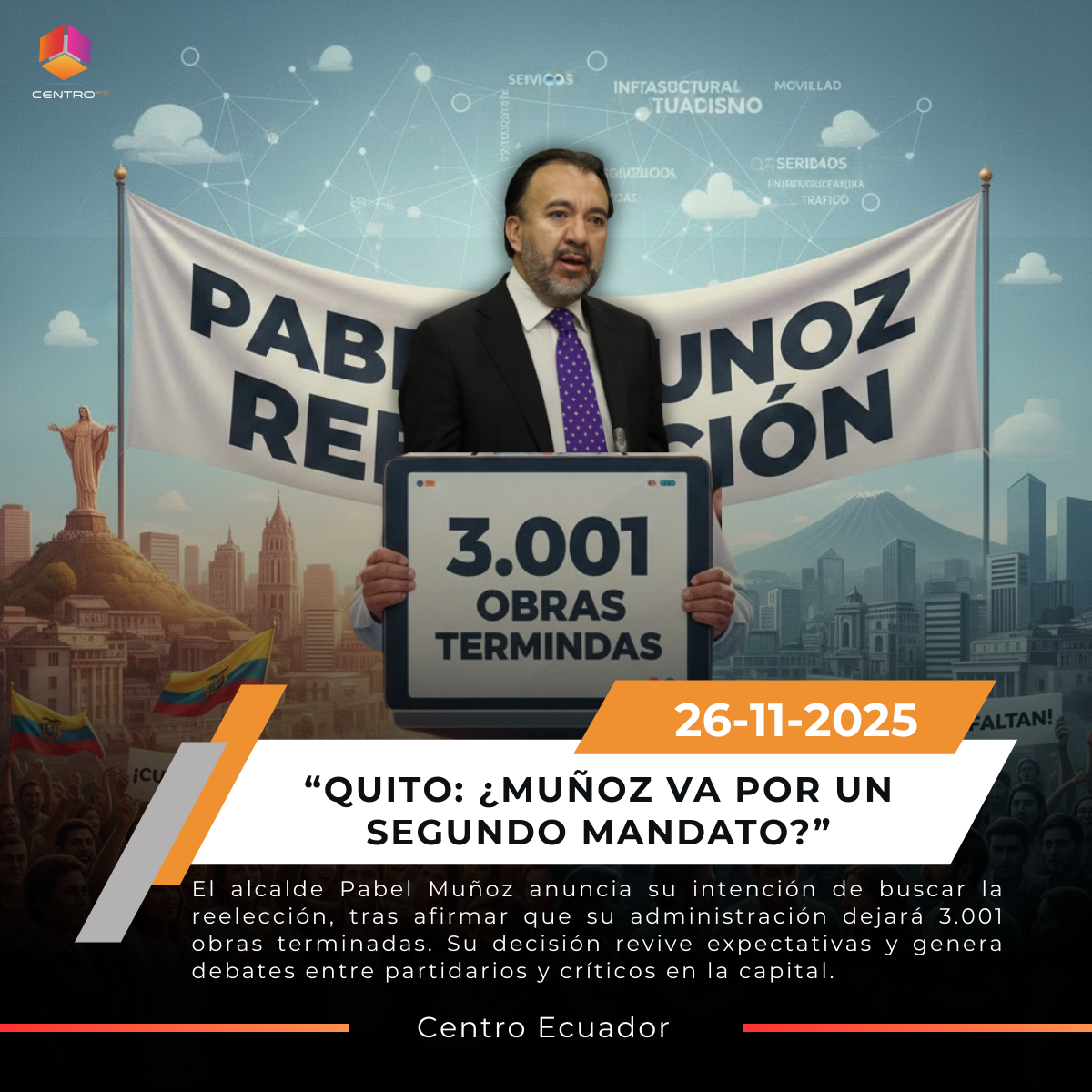 Pabel Muñoz anuncia su intención de reelección como alcalde de Quito post thumbnail image