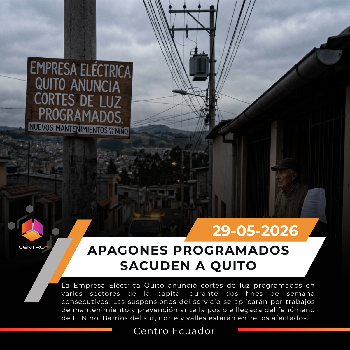 Quito tendrá cortes de luz programados por trabajos preventivos ante El Niño post thumbnail image