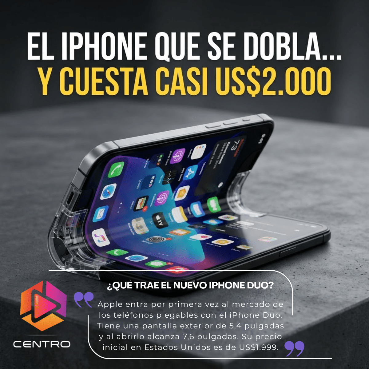 iPhone Duo: el primer iPhone plegable de Apple llega con un precio que supera los USD 2.000 post thumbnail image